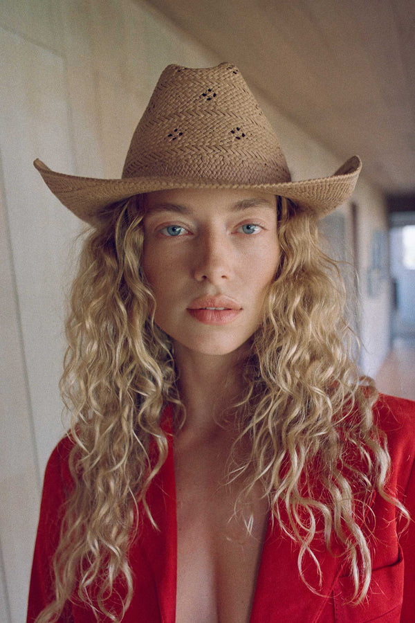 Desert Rose - Straw Cowboy Hat in Tan