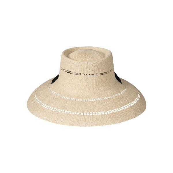 Paloma Sun Hat - Lattice, wide-brimmed, handwoven with removable neckties