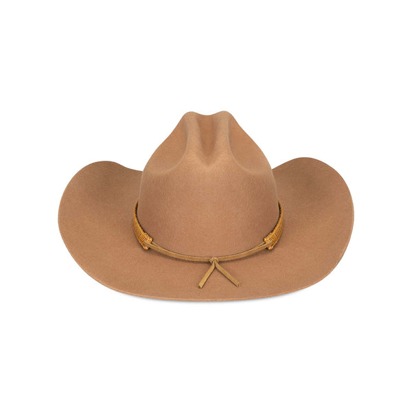The Ridge - Teak wool felt cowboy hat with a faux leather band and bronze rope, 10 cm brim