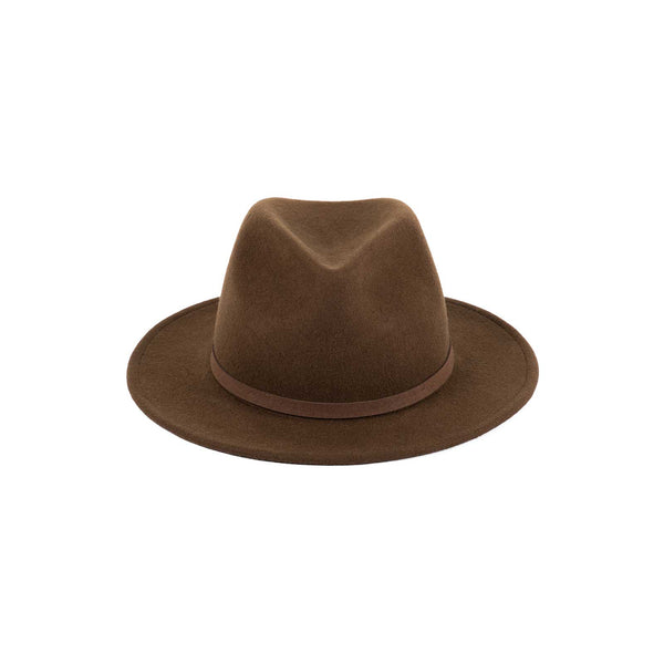 Brown Palo Fedora hat made of wool felt with a tonal brown band
