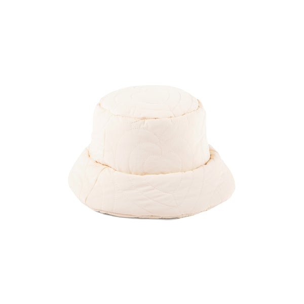 Cream puffer bucket hat with quilted design