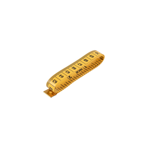 Yellow measuring tape showing measurements up to 70cm / 28"