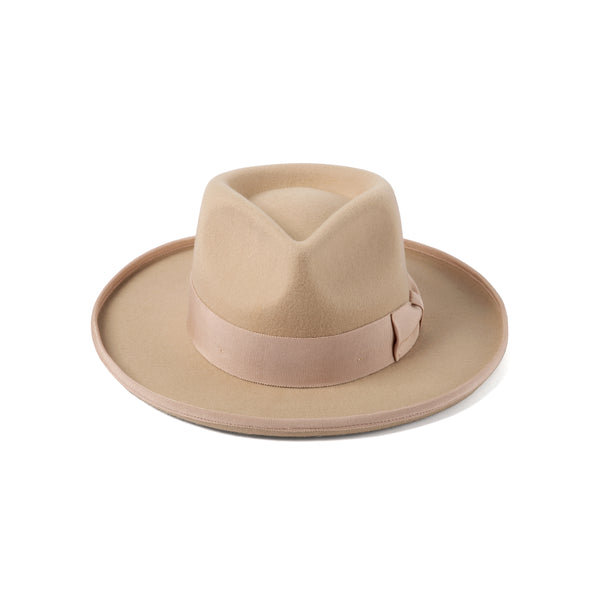 Blush classic fedora hat with grosgrain ribbon detail