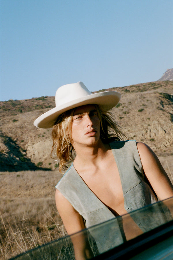 The Melodic Fedora - Wool Felt Fedora Hat in White