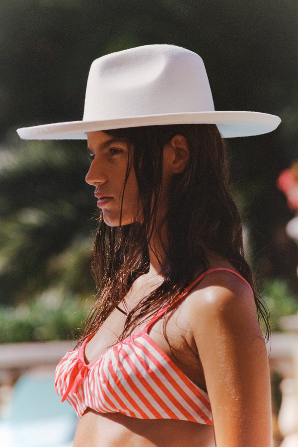 The Melodic Fedora - Wool Felt Fedora Hat in White