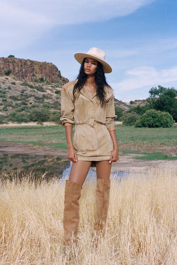 The Mirage - Wool Felt Fedora Hat in Beige