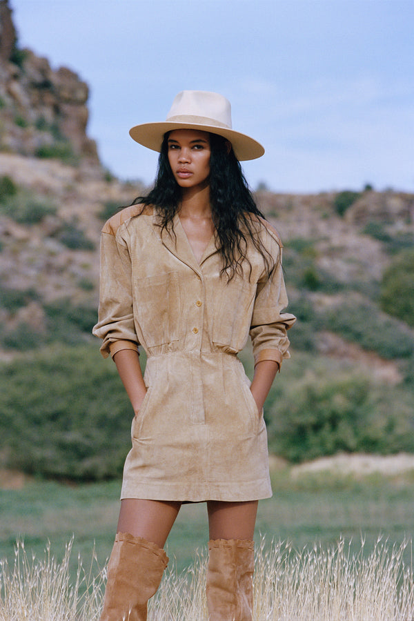 The Mirage - Wool Felt Fedora Hat in Beige