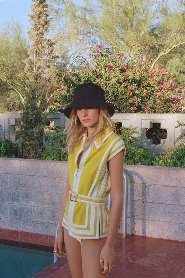 Wave Bucket Hat - Cotton Bucket Hat in Black