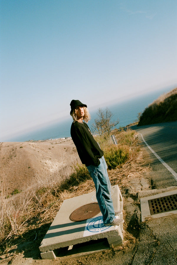 Wave Bucket Hat - Cotton Bucket Hat in Black