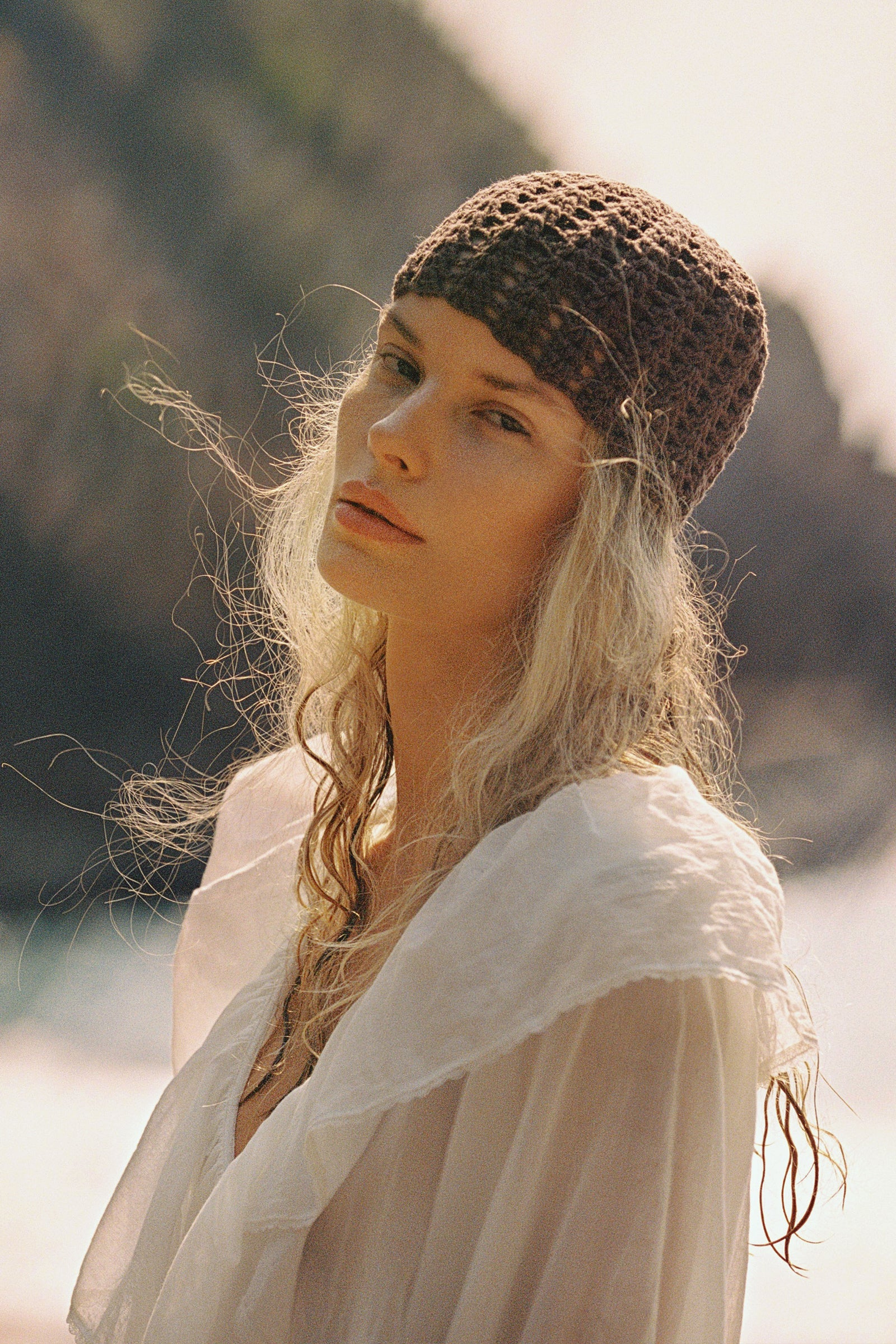 Crochet Cotton Beanie (Dark Brown) | Lack of Color [CA]