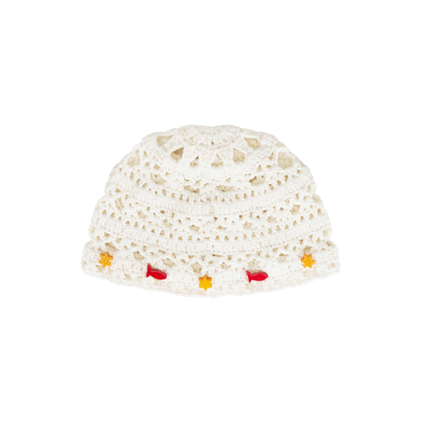 Sunwave Crochet Cotton Beanie (White with Beads) | Lack of Color [CA]
