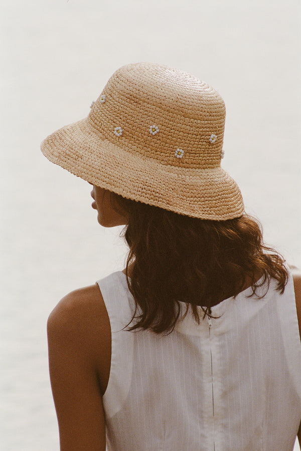 Daisy Cruiser Straw Boater Hat in Natural