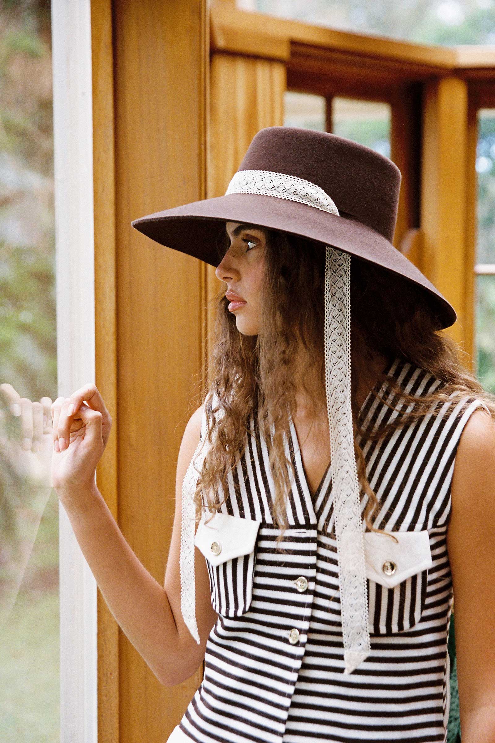 Paloma Midi - Wool Felt Boater Hat in Brown | Lack of Color [US]
