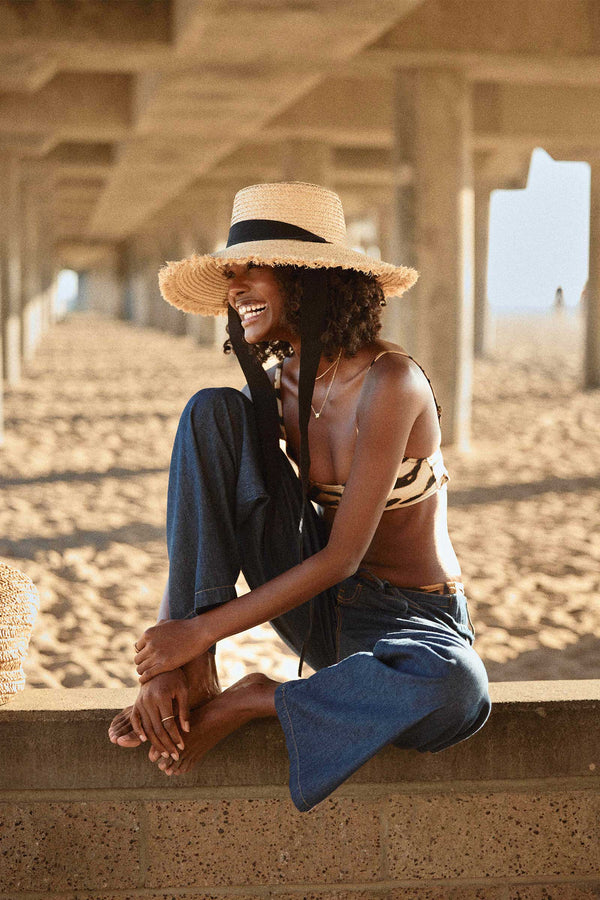 Paloma Sun Hat - Straw Boater Hat in Natural