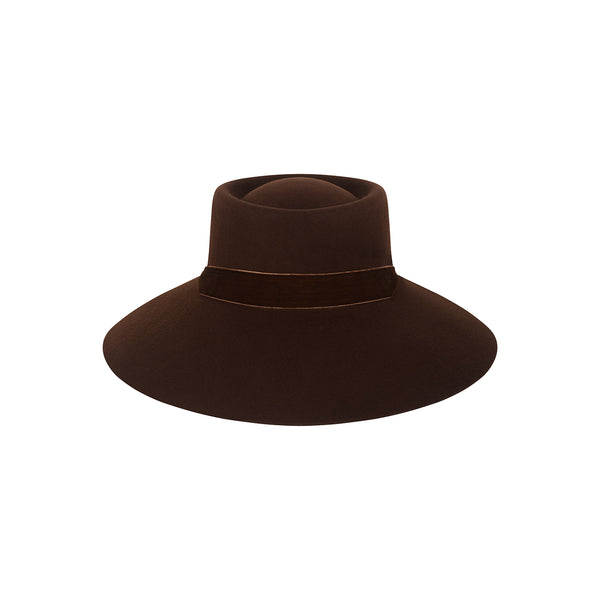 Paloma Midi - Wool Felt Boater Hat in Brown