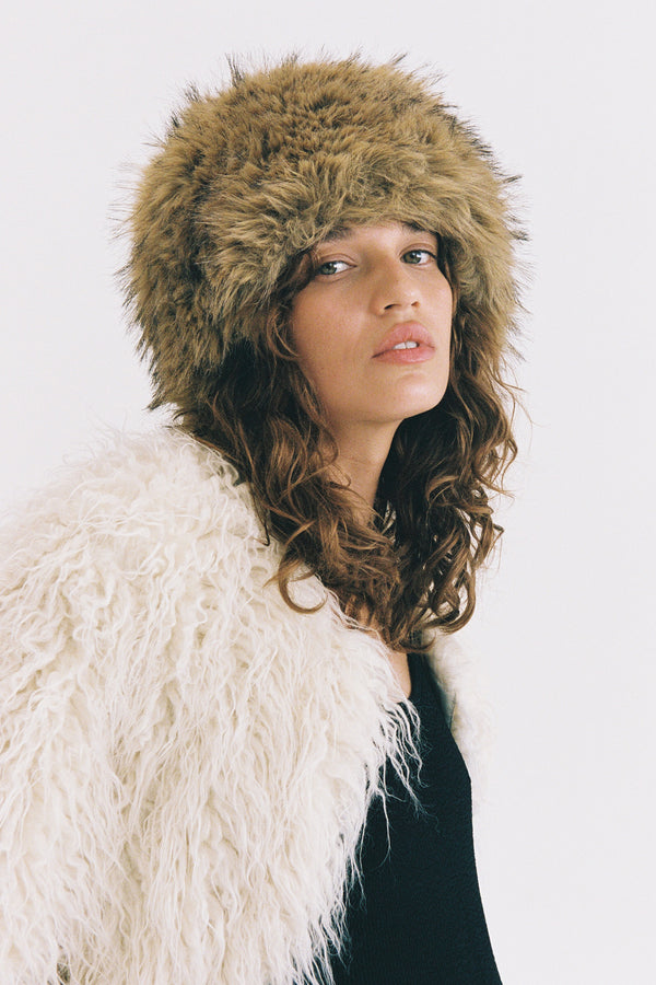 Snuggle Faux Fur Babushka Hat (Brown) | Lack of Color [US] display picture 1