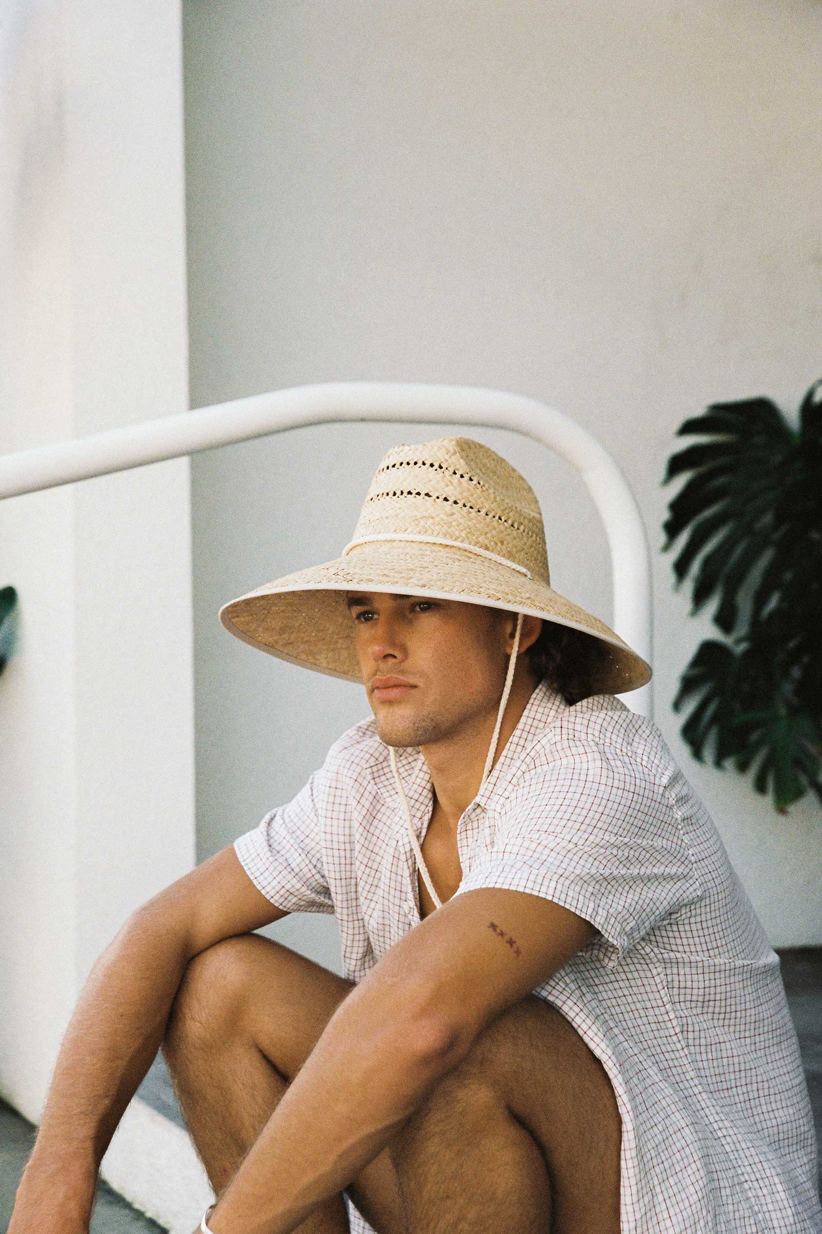 Lack of Color Straw Boater Hat with Cotton popular Chin Strap Size Large / 59CM