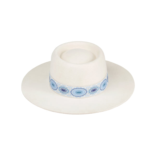 Azure Lolita - Wool Felt Boater Hat (White) | Lack of Color [CA] display picture 3