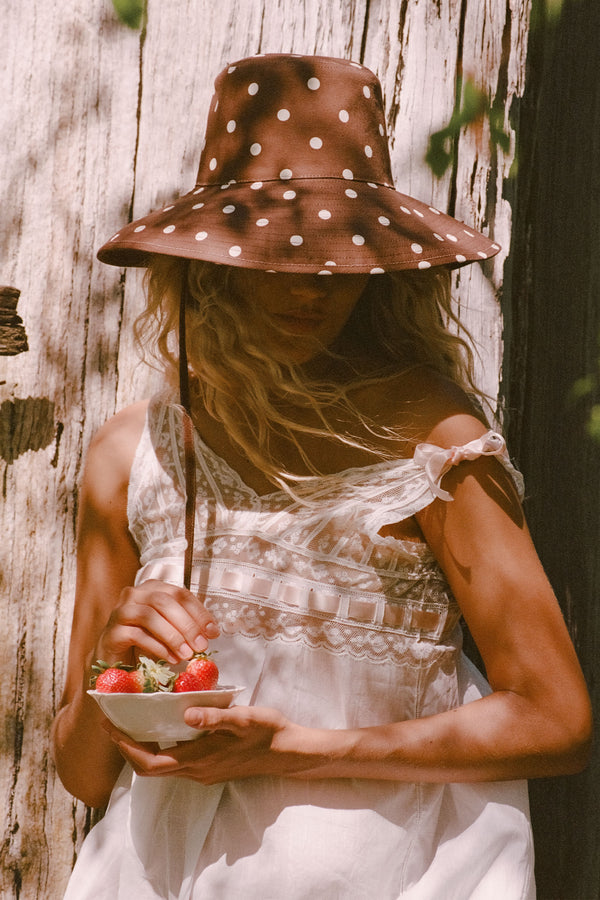 Holiday Bucket Hat in Polka Dot Brown | Lack of Color [US] display picture 1