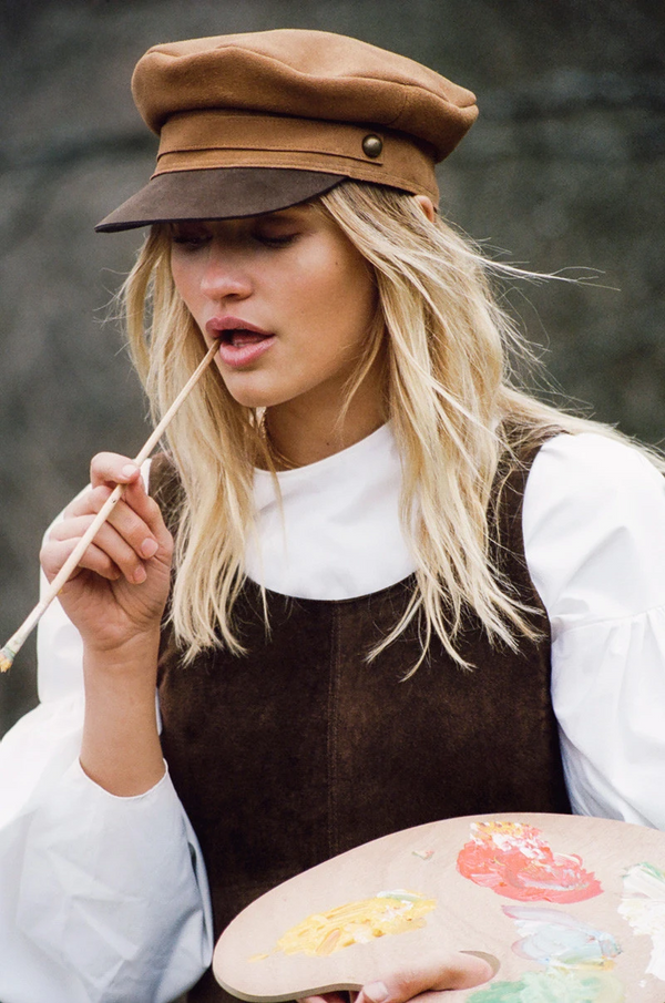 Lola Cap - Suede Cap in Brown