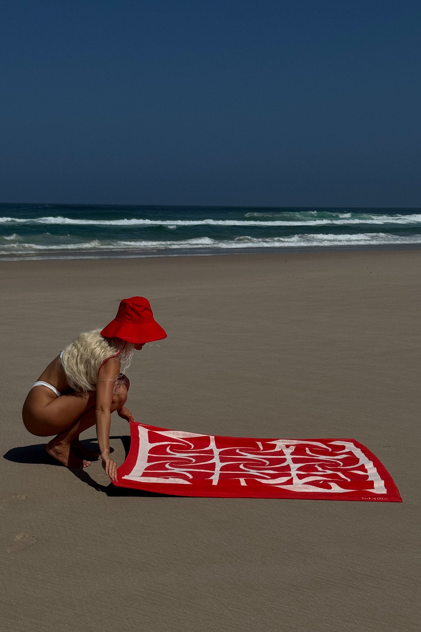 Oversized Shore Thing Beach Towel (Flame Red & White) | Lack of