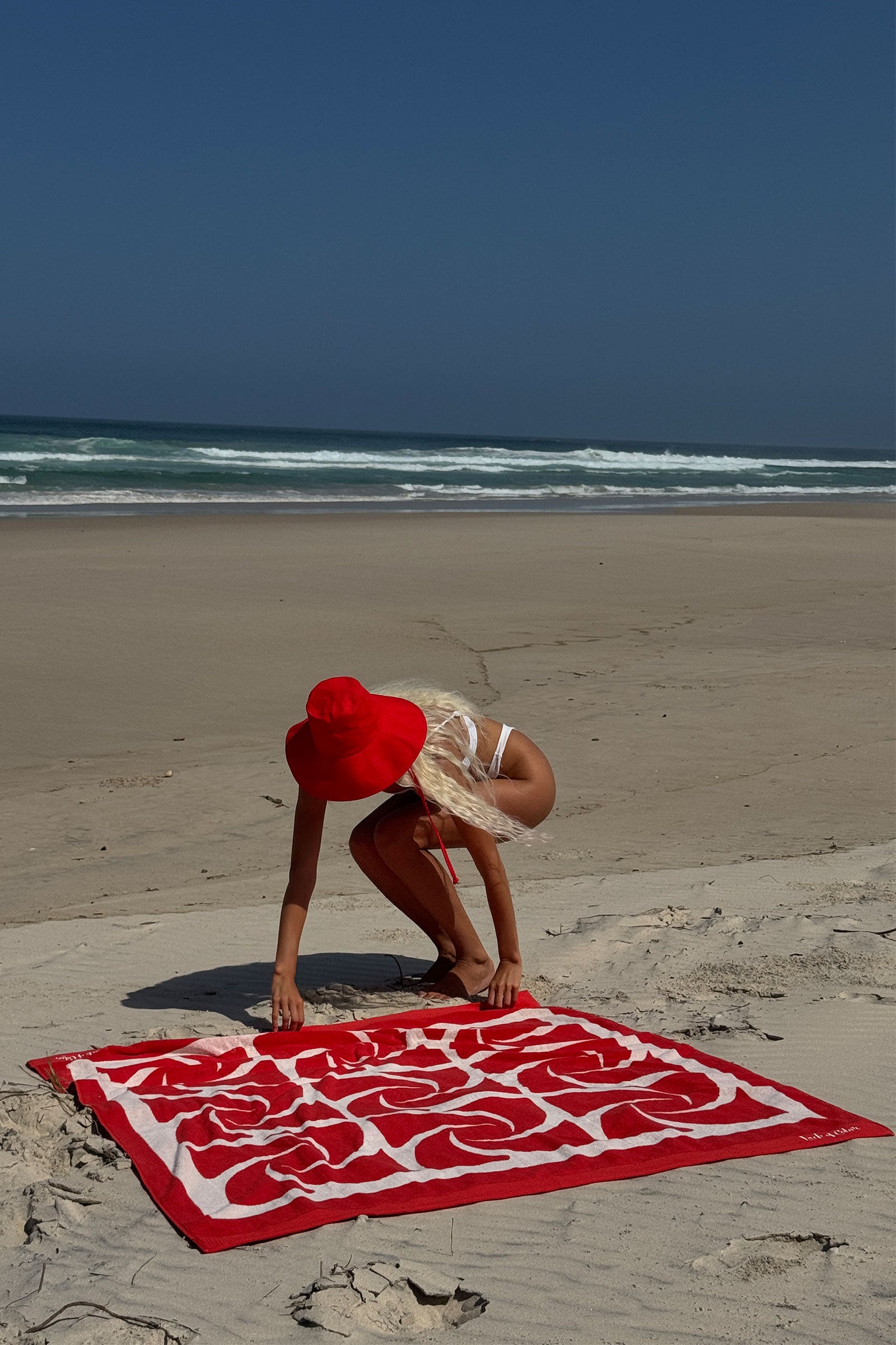 Oversized Shore Thing Beach Towel (Flame Red & White) | Lack of