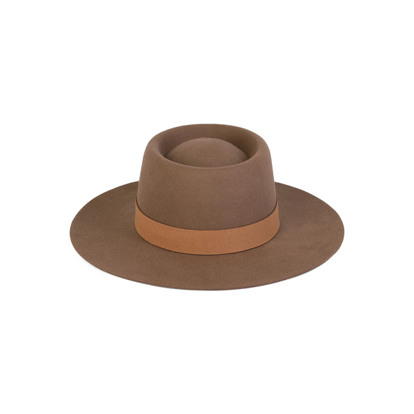 The Mirage Boater Wool Felt Boater Hat in Brown