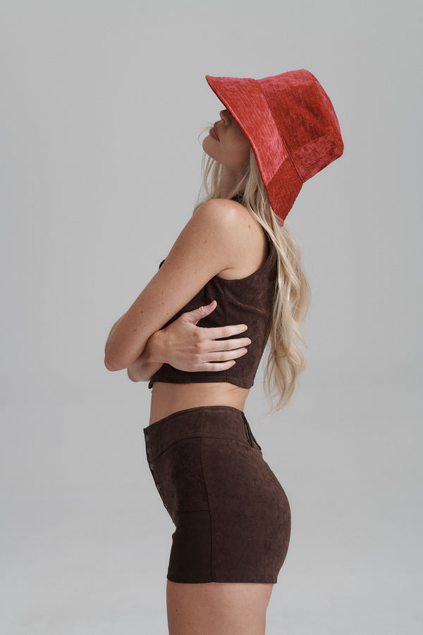Vacay Bucket - Cotton Bucket Hat in Red