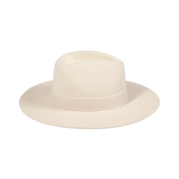 Benson Tri Wool Felt Fedora Hat in Beige