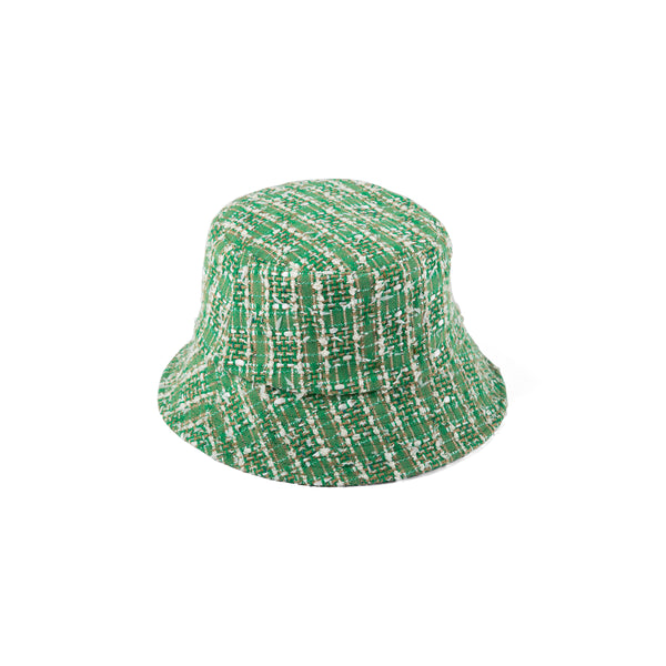 Cindy Bucket Tweed Bucket Hat in Green