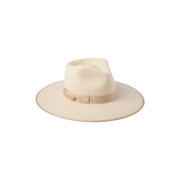 Ivory Rancher Wool Felt Fedora Hat in Beige
