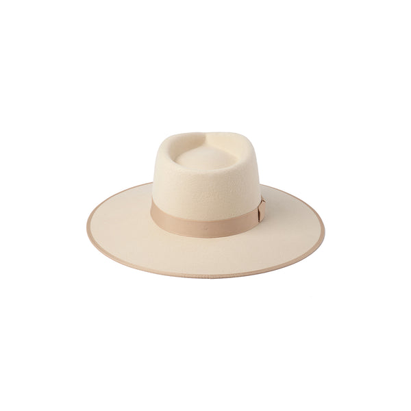 Ivory Rancher Wool Felt Fedora Hat in Beige