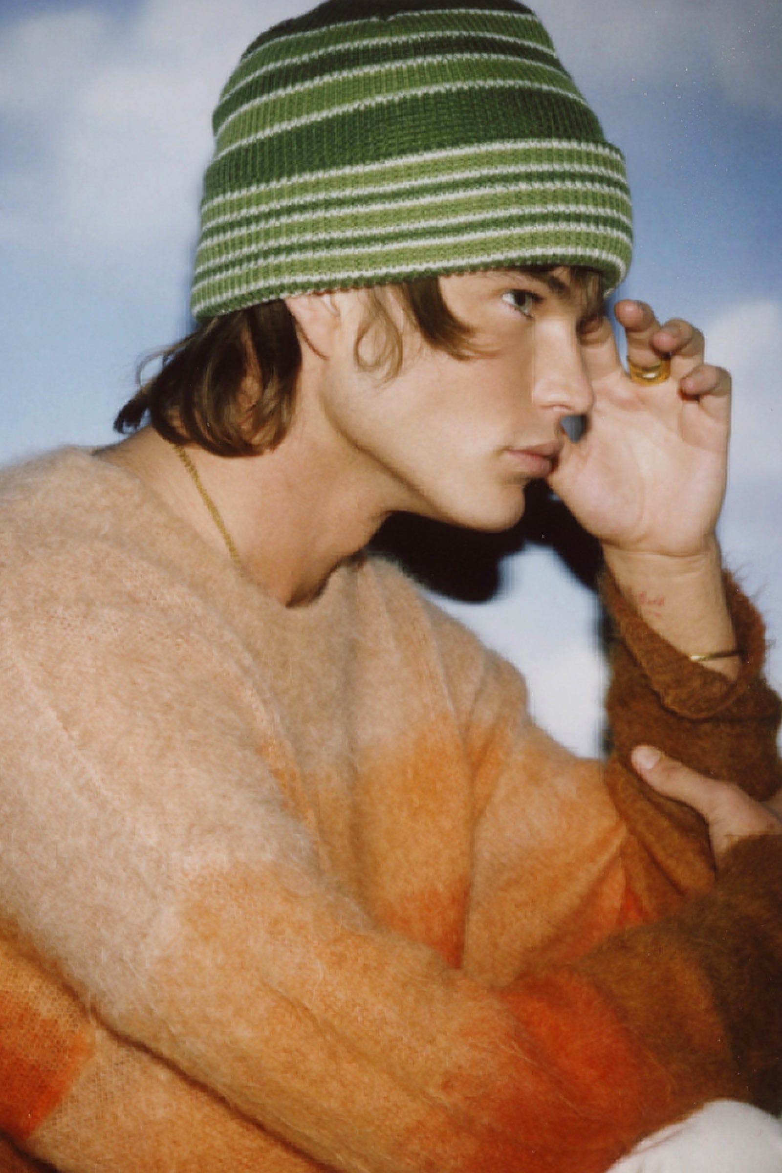 Momo Beanie - Green Stripe