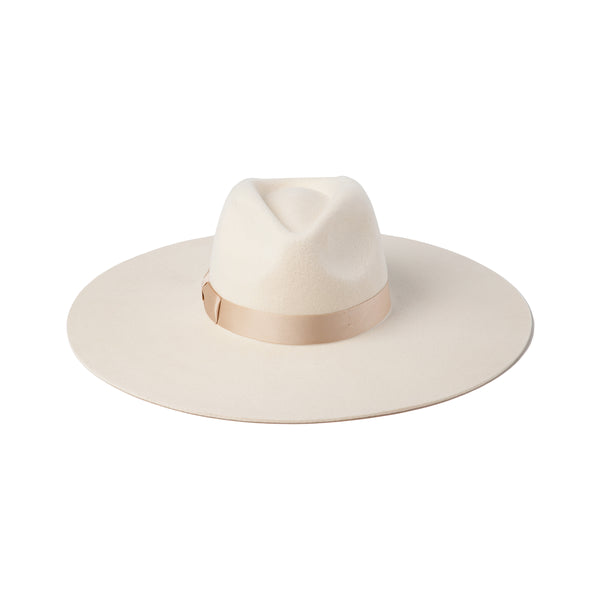 Montana Ivory Bone Wool Felt Fedora Hat in White