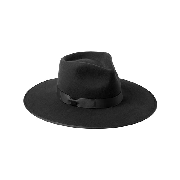 Noir Rancher Wool Felt Fedora Hat in Black