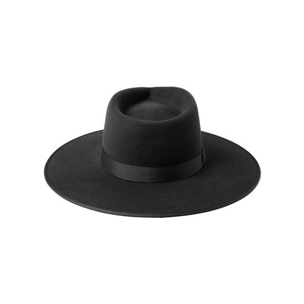 Noir Rancher Wool Felt Fedora Hat in Black