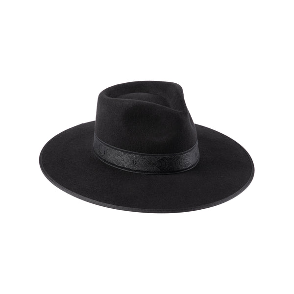 Noir Rancher Special Wool Felt Fedora Hat in Black
