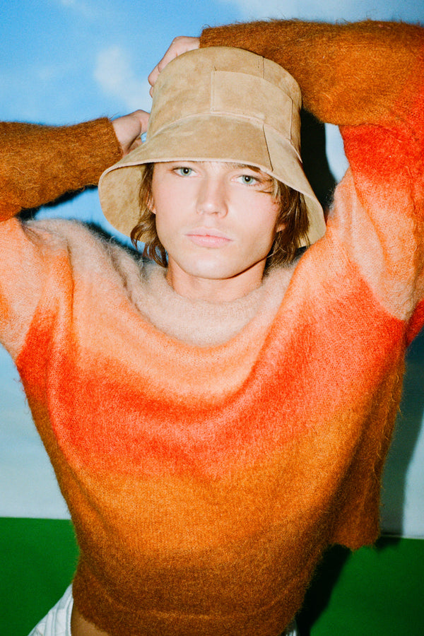 JB x LOC Lack Of Color Tan Suede Leather Bucket Hat, Unisex One Size On The Rocks - Suede Bucket Hat (Tan) | Lack of Color [US] main image 2