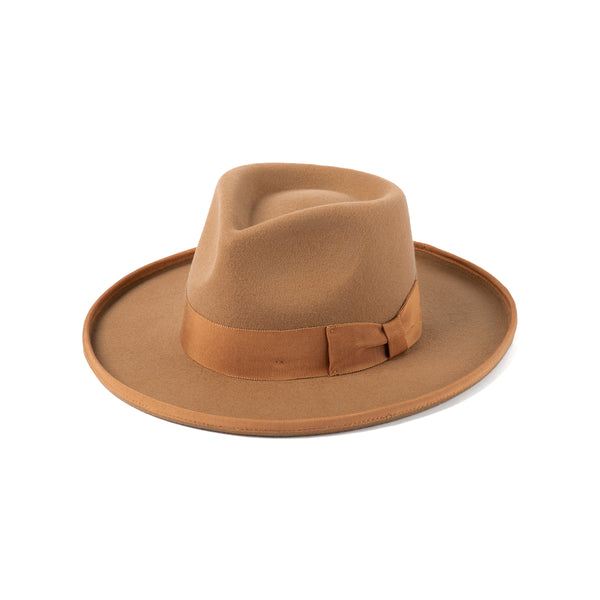 Pierre Wool Felt Fedora Hat in Brown