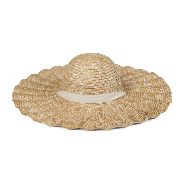 Scalloped Dolce Hat Straw Boater Hat in Natural