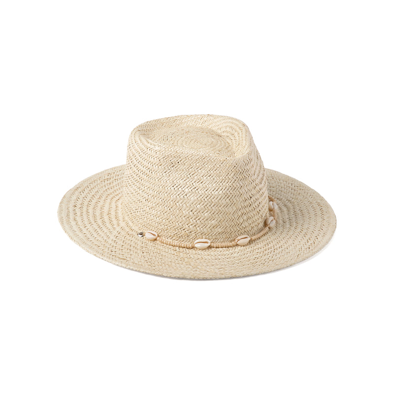 Seashells Fedora Straw Fedora Hat in Natural Lack of Color US