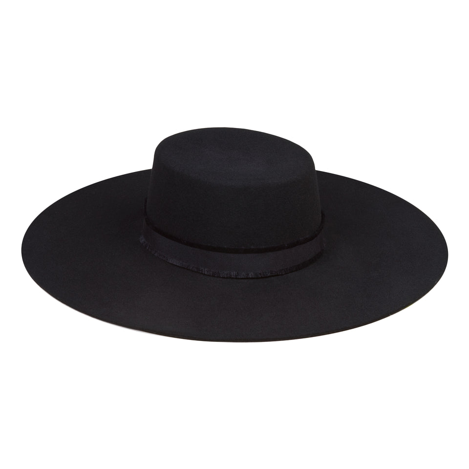 The Ritz Wool Felt Boater Hat in Black - Lack of Color US