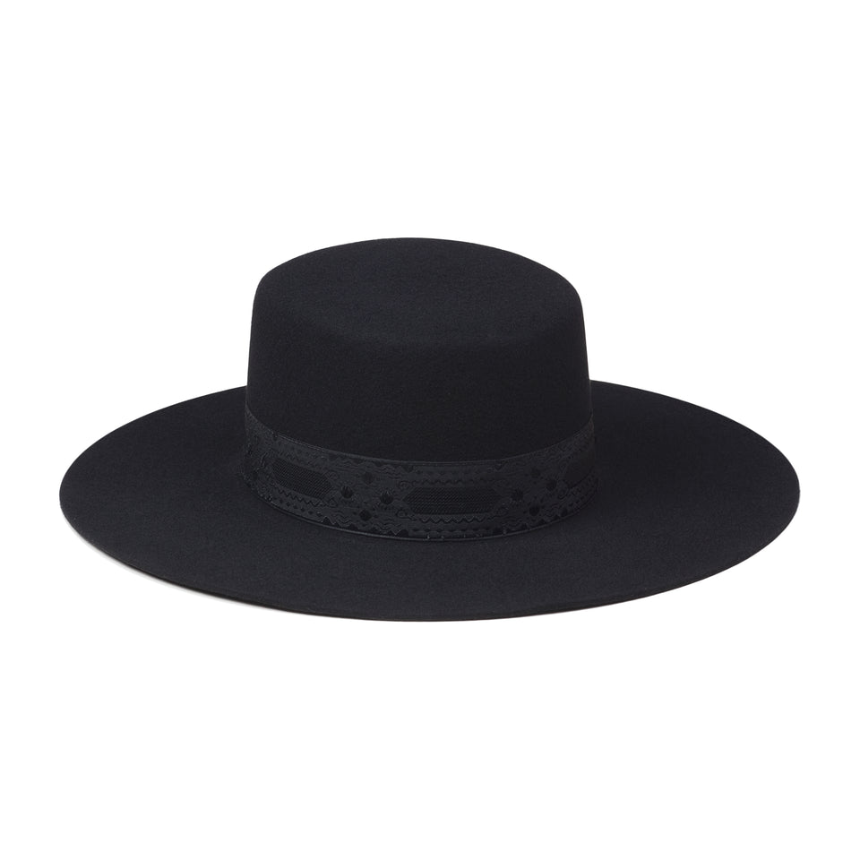The Sierra - Wool Felt Boater Hat in Black | Lack of Color US