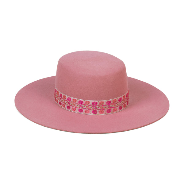 Sierra Rose - Wool Felt Boater Hat in Pink