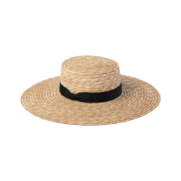 The Spencer Wide Brimmed Boater Straw Boater Hat in Black