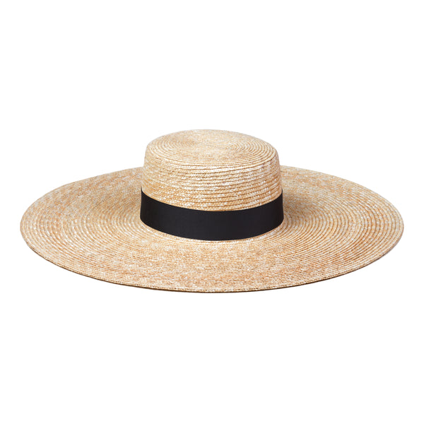 Ultra Wide Spencer Boater Straw Boater Hat in Natural