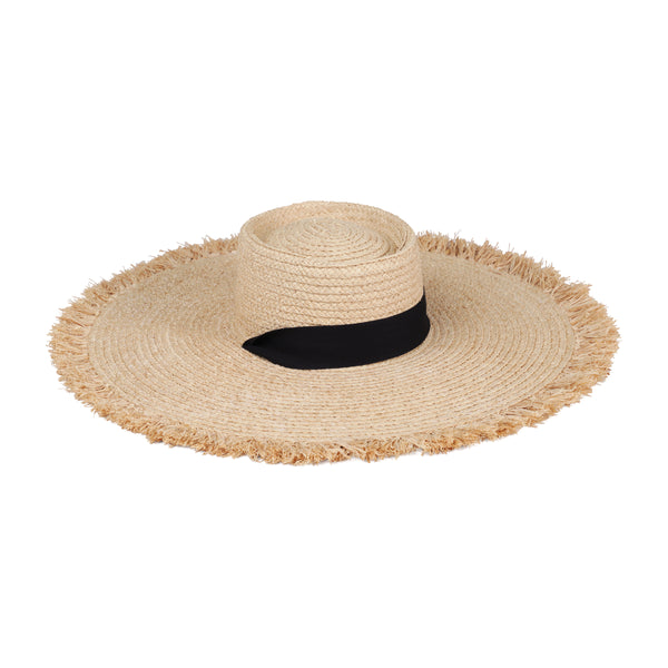 Ultra Wide Ventura Straw Boater Hat in Natural