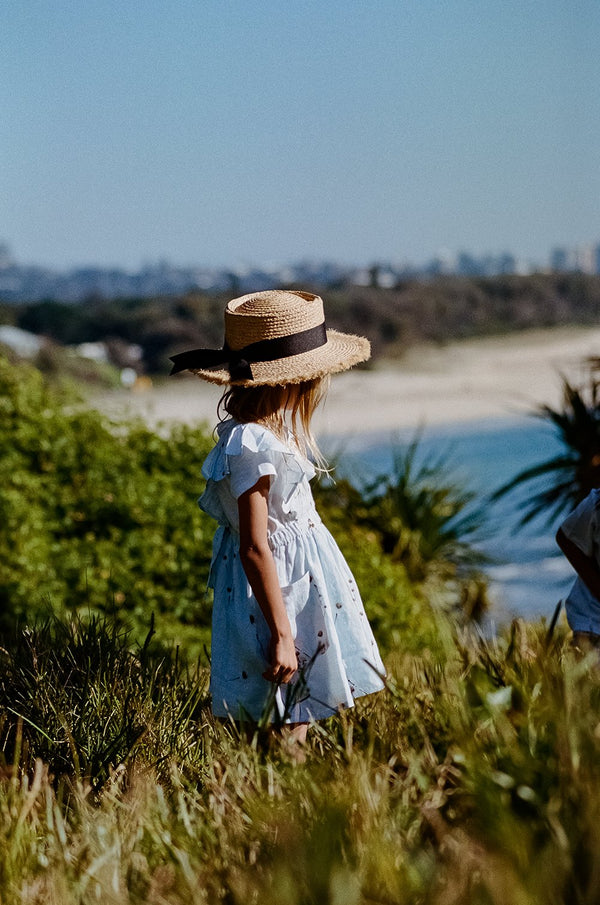 Kids The Ventura - Straw Boater Hat in Natural