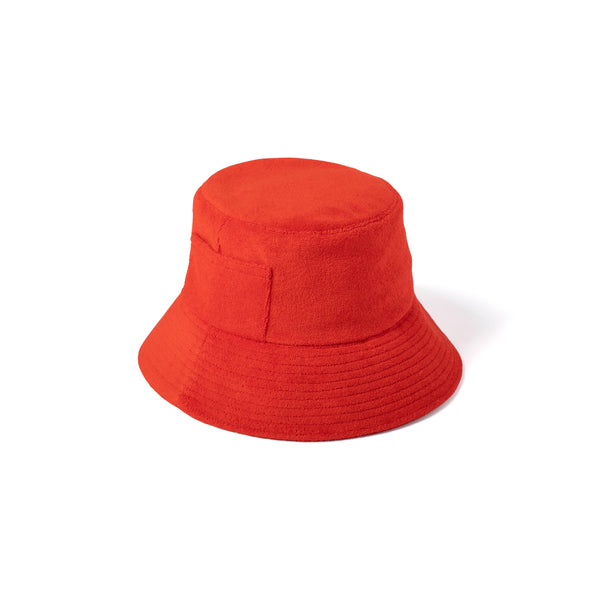Wave Bucket Cotton Bucket Hat in Red