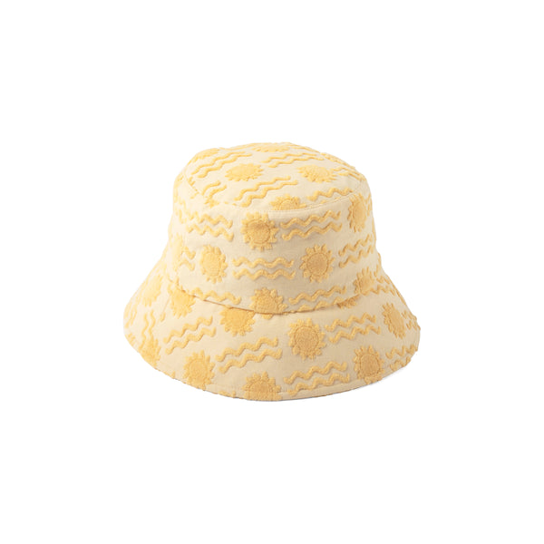 Wave Bucket Cotton Bucket Hat in Yellow